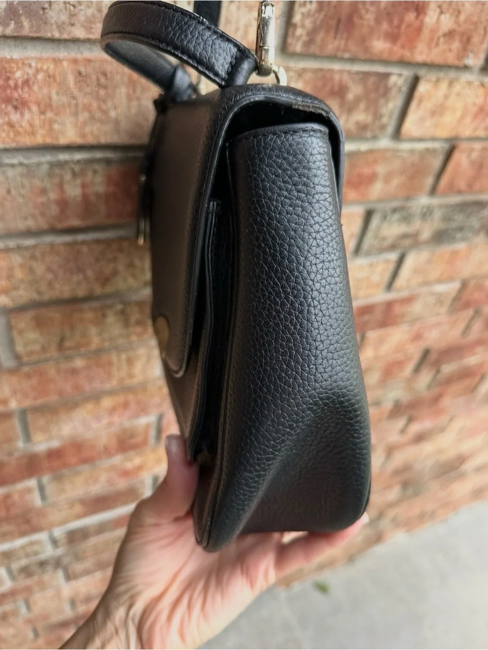 kate spade Black Pebbled Genuine Leather Crossbody Satchel with Gold Hardware - Picture 9 of 14